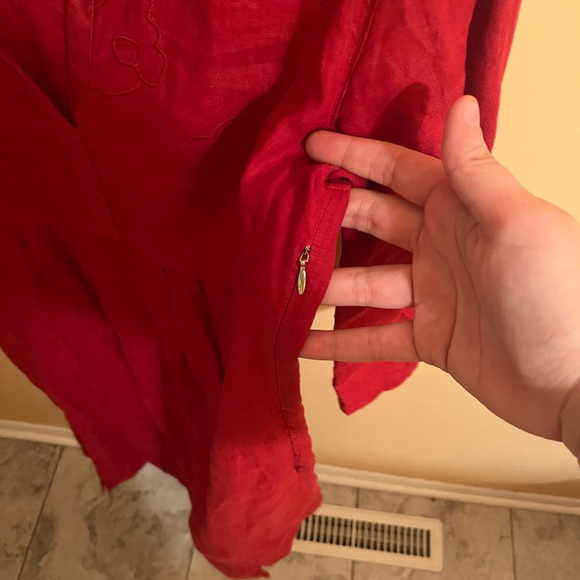 LAST CHANCE | Rosso35 red linen floral shirtdress - Picture 5 of 7